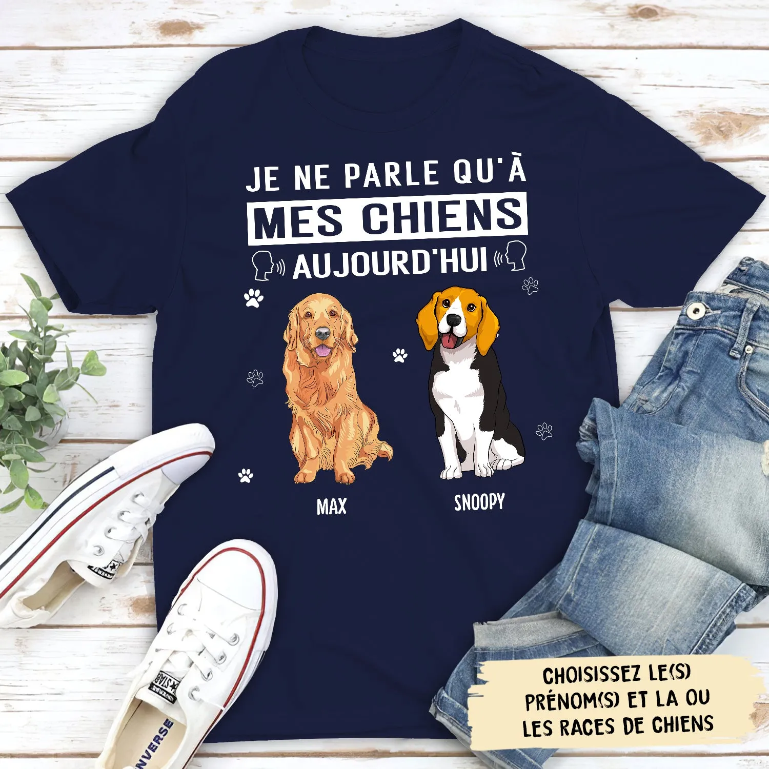 T-shirt Unisex Personnalisé - Je Ne Parle Qu‘a Mon Chien