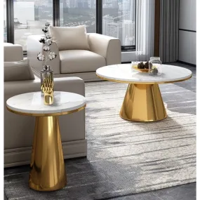 TABLE BASSE DORE BLANC FINISH 
