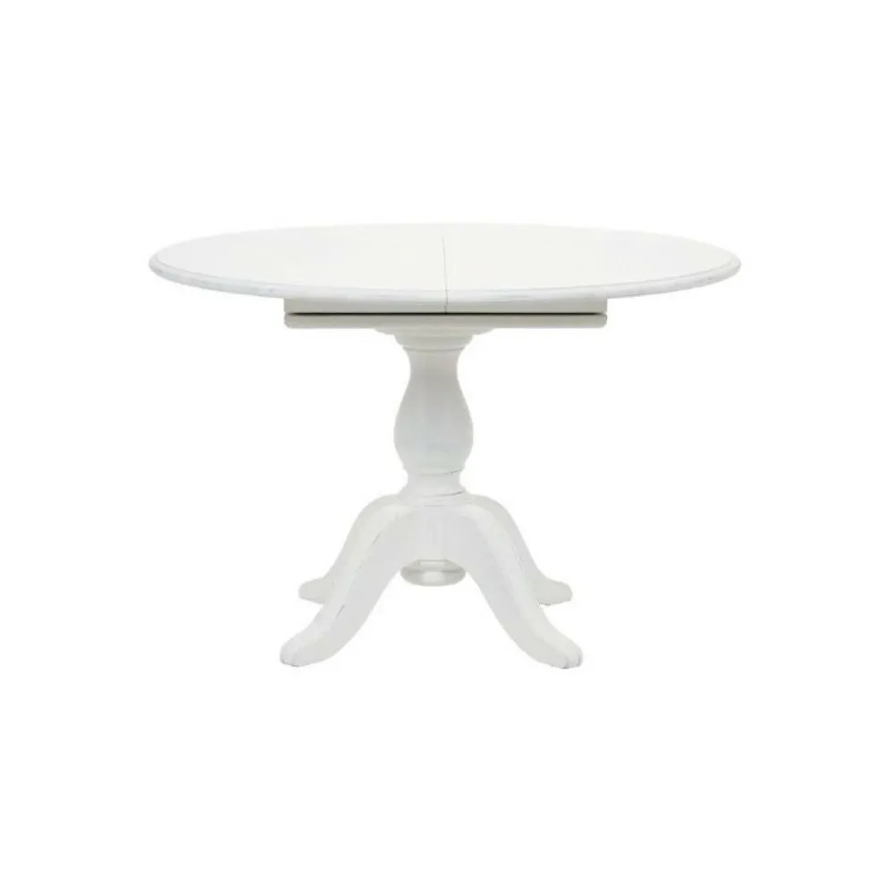 Table ronde extensible 1 pied bois-mdf blanc - harmonie interior's