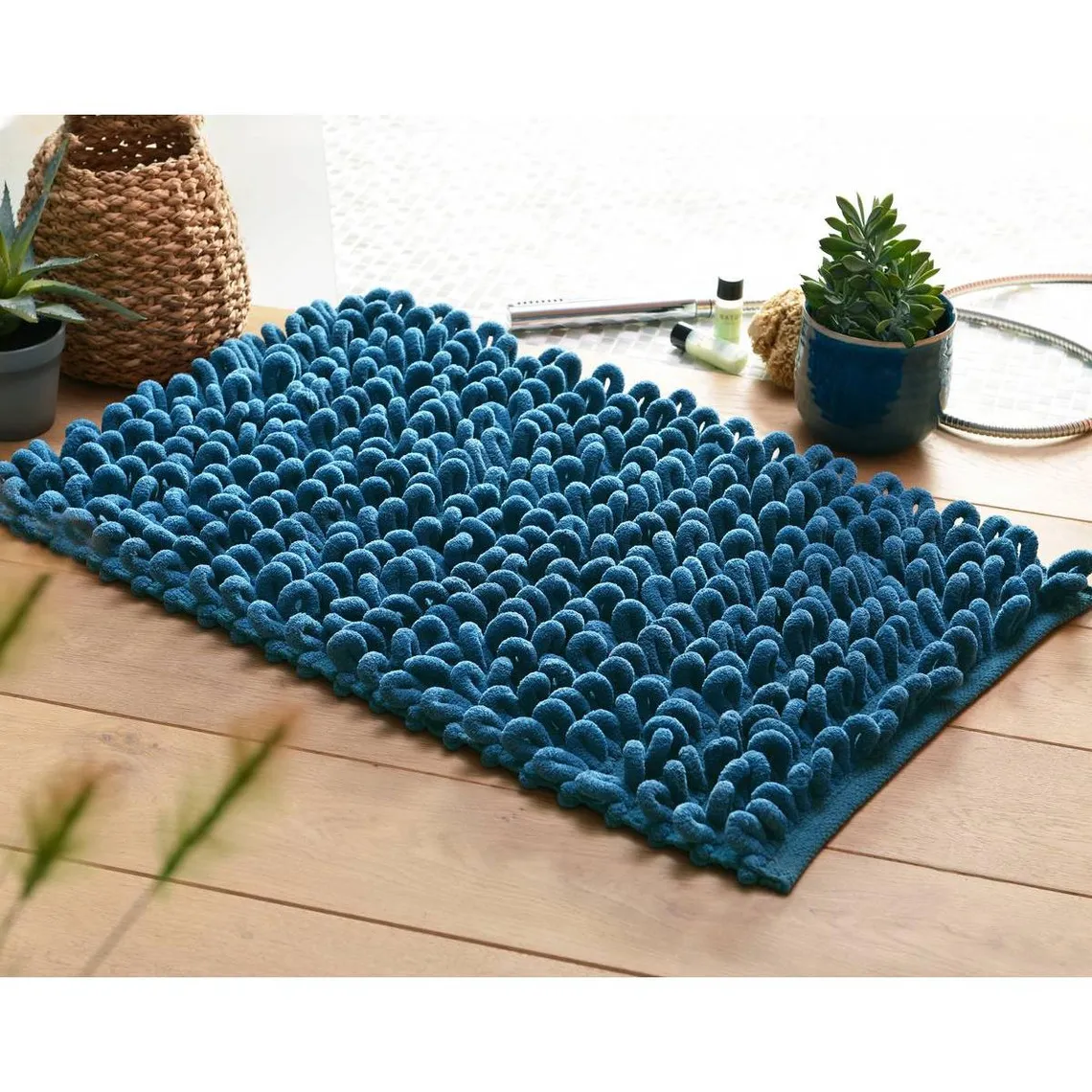 Tapis de bain  CHENIDOUX bleu foncé en polyester | 3 Suisses