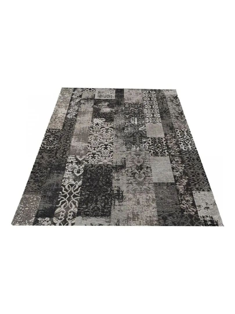 Tapis salon MARADO TISSÉ À PLAT en acrylique OEKO TEX® - Gris