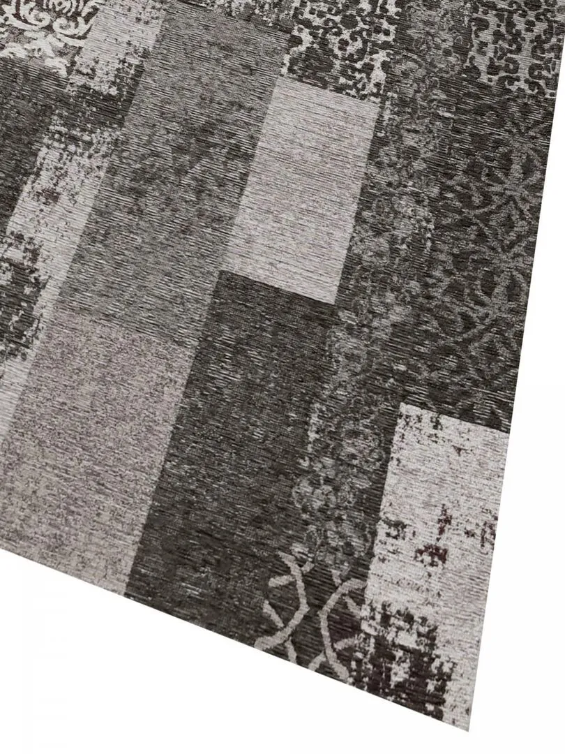 Tapis salon MARADO TISSÉ À PLAT en acrylique OEKO TEX® - Gris