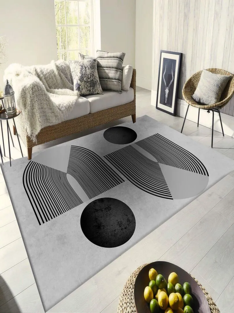 Tapis SEVENTIES Gris Noir - Noir