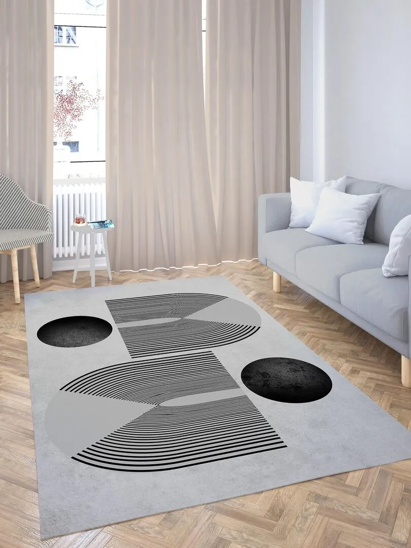 Tapis SEVENTIES Gris Noir - Noir