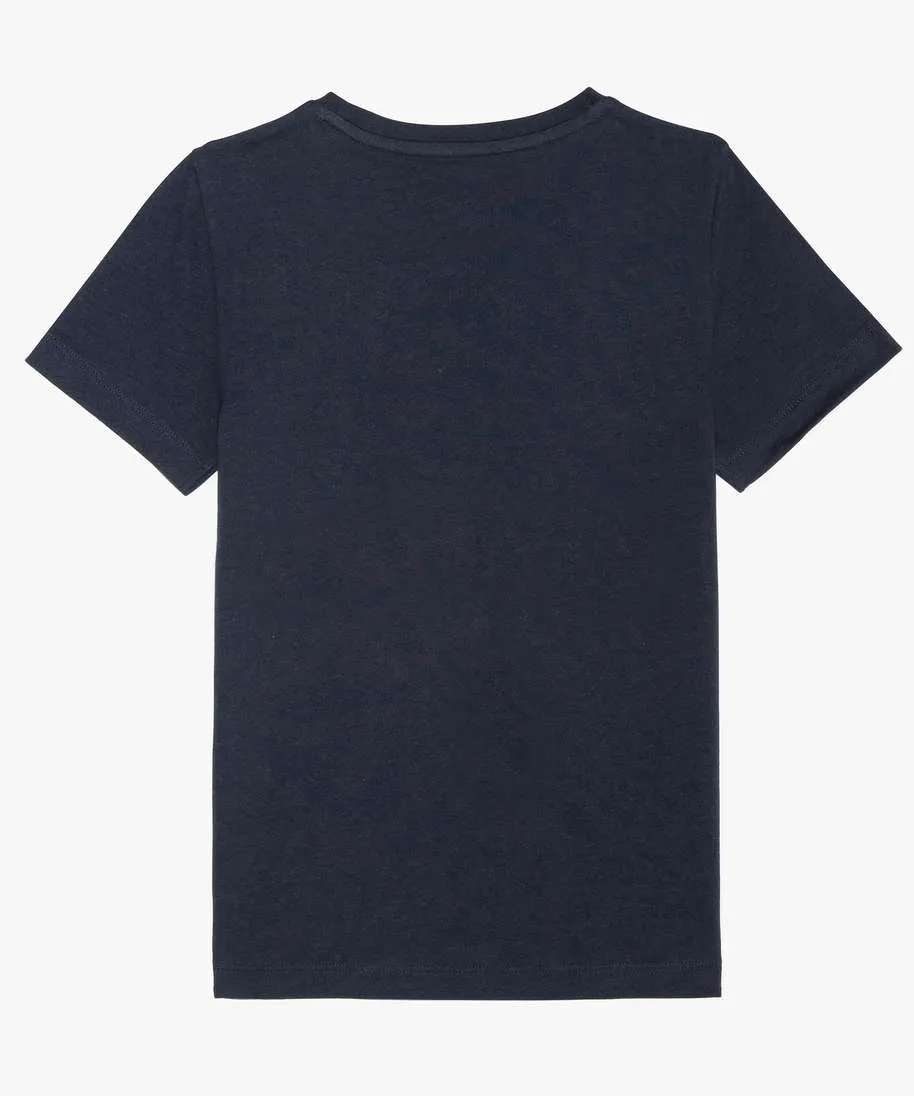 tee-shirt a manches courtes en coton uni garcon bleu tee-shirts