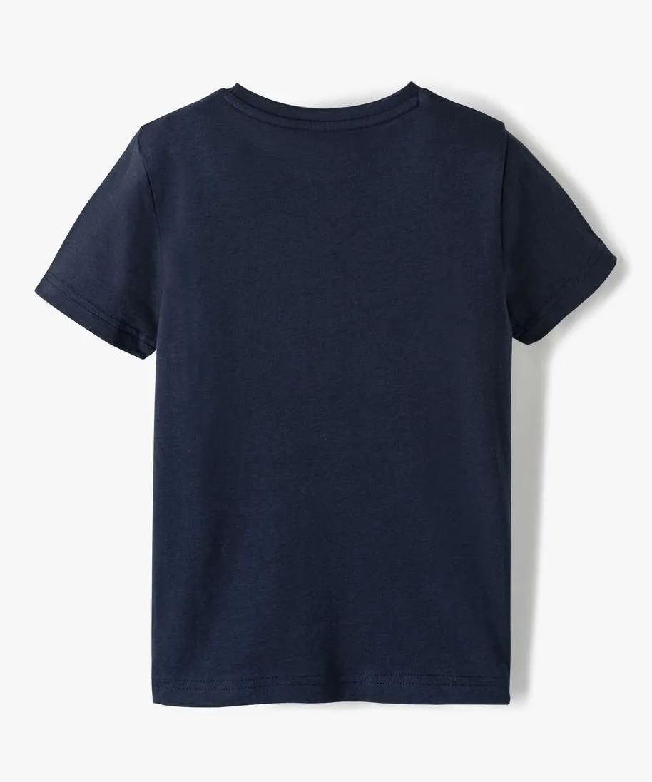 tee-shirt a manches courtes en coton uni garcon bleu tee-shirts