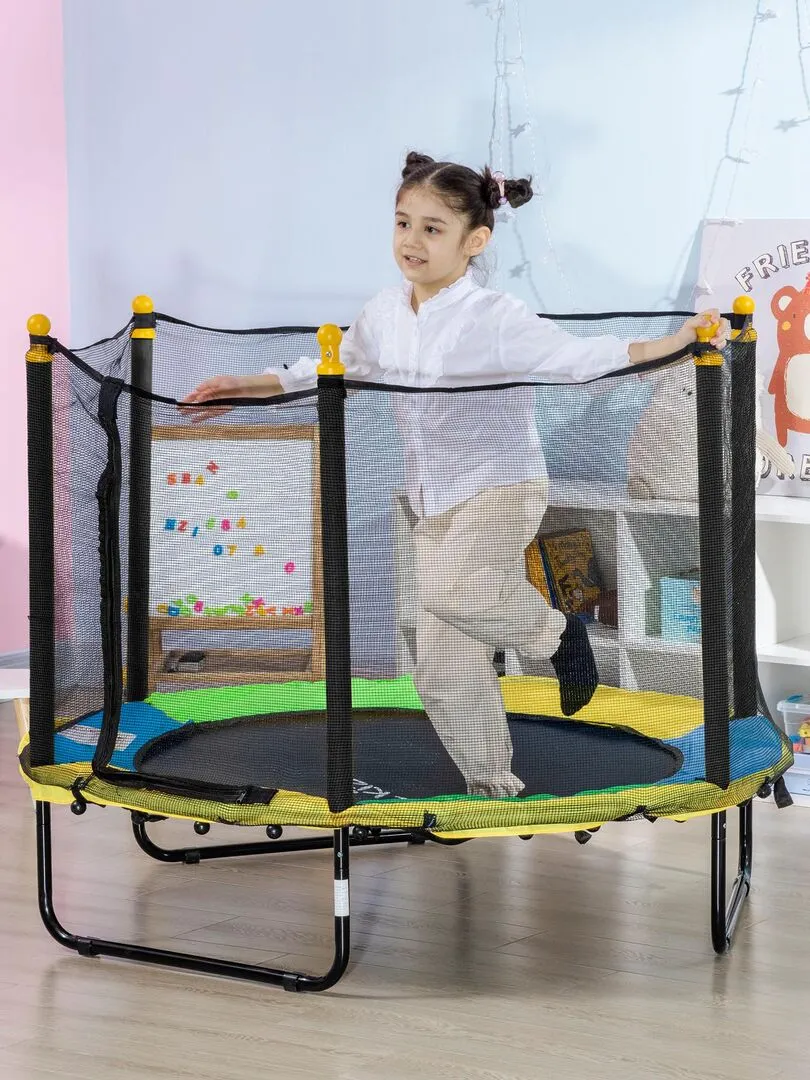 Trampoline enfant Ø 1,40 m 6 poteaux accessoires inclus multicolore - Noir