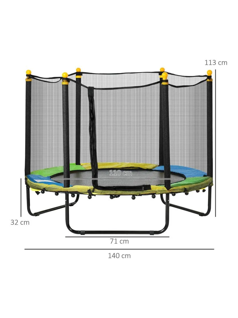 Trampoline enfant Ø 1,40 m 6 poteaux accessoires inclus multicolore - Noir