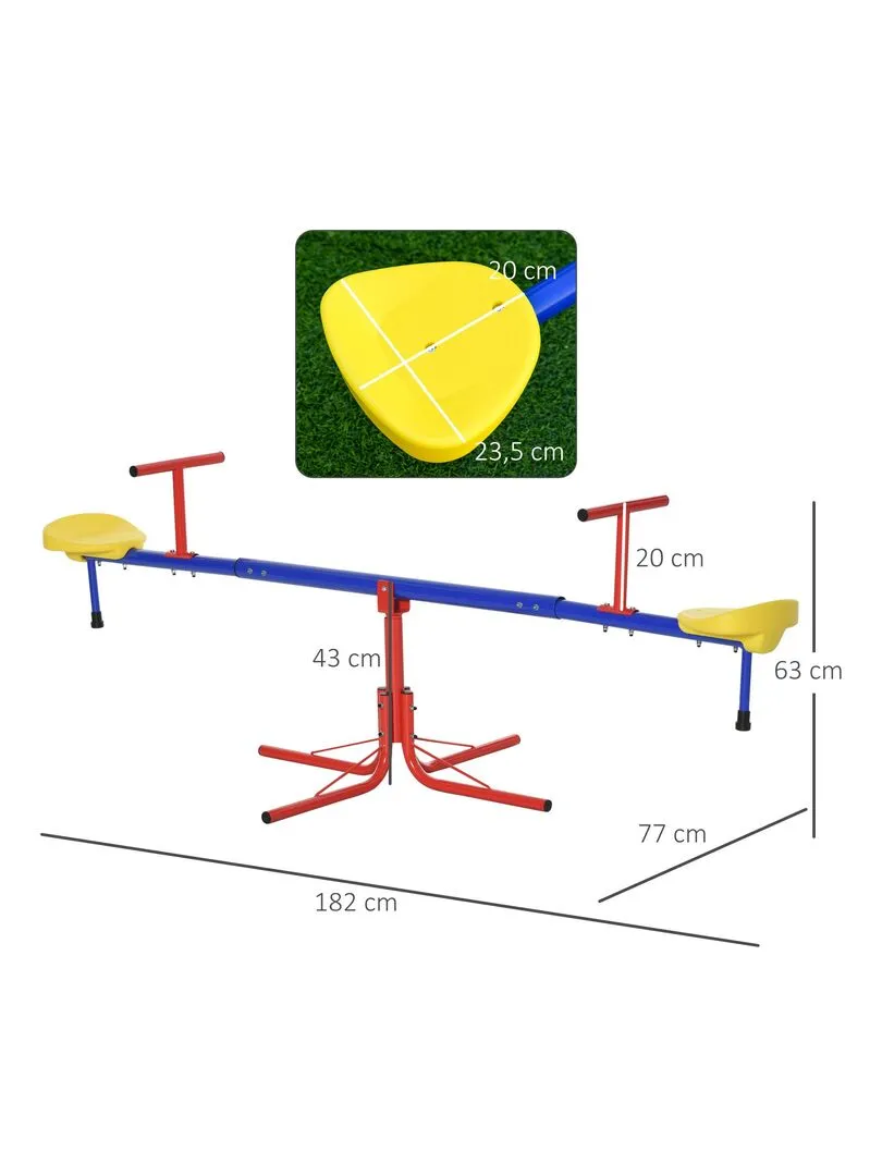 Trébuchet rotatif 360° - balançoire à bascule enfant - multicolore - Multicolore