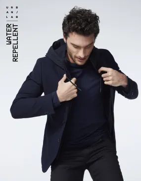 Veste marine avec parmenture à capuche WATER REPELLENT Homme